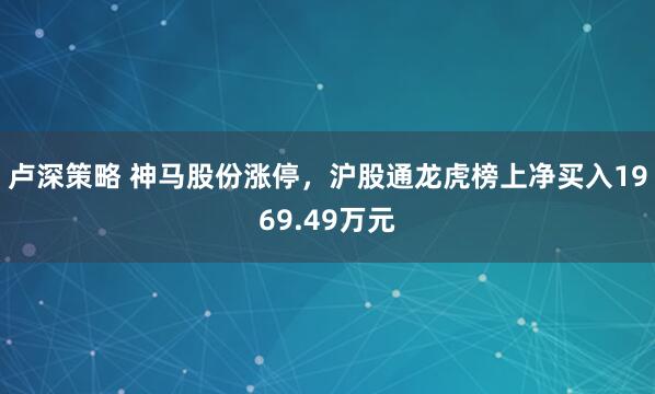 卢深策略 神马股份涨停，沪股通龙虎榜上净买入1969.49万元